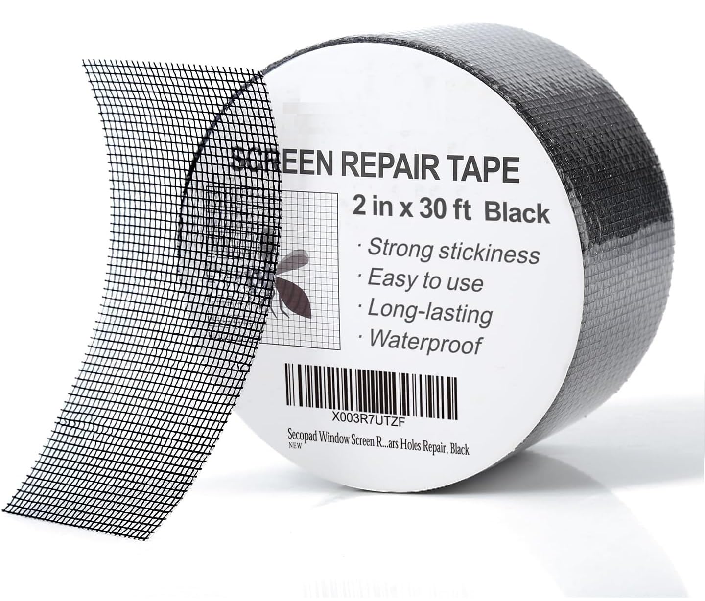Roktry Door Curtain Mosquito Net Screen Window Anti-Mosquito Repair Window Screen Repair Kit, 3-Layer Strong Adhesive & Waterproof Tape Fiberglass Covering mesh (BLACK)