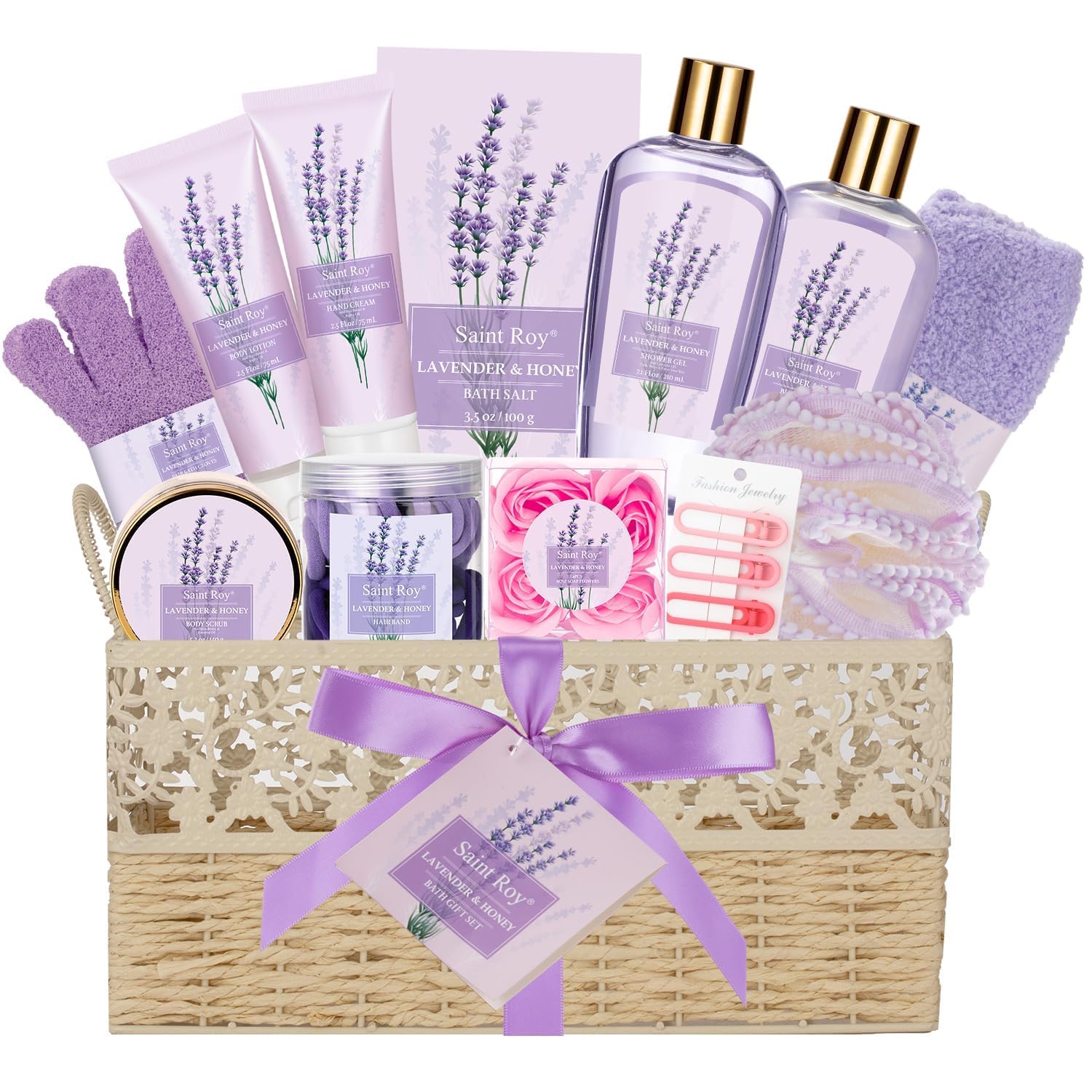 Amazon.com : Luxury Bath & Body Set For Women LAVENDER & HONEY Large ...