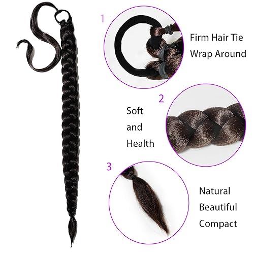 Miniatura 3 de Paquete de 2 extensiones de cabello sintético suave para mujeres negras, extensiones de cabello sintético suave para mujeres con banda elástica para