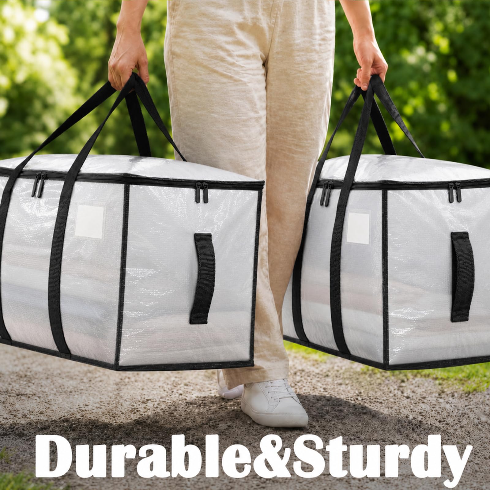 Songrey Extra Large Heavy Duty Moving Bags, 12 Pack, Clear view 6