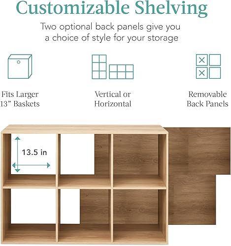 Miniatura 58 de Best Choice Products - Organizador de almacenamiento de 6 cubos, apertura de 13.5 pulgadas, estantería, estante de exhibición, personalizable con 3