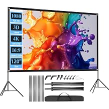 Outdoor Projector Screen with Stand, SCREENMAX 120 inch Foldable Projector Screens with Portable Carry Bag, 169 4k HD Rear Front Wrinkle-Free Projection Screen for Movie Night and Indoor Home Theater