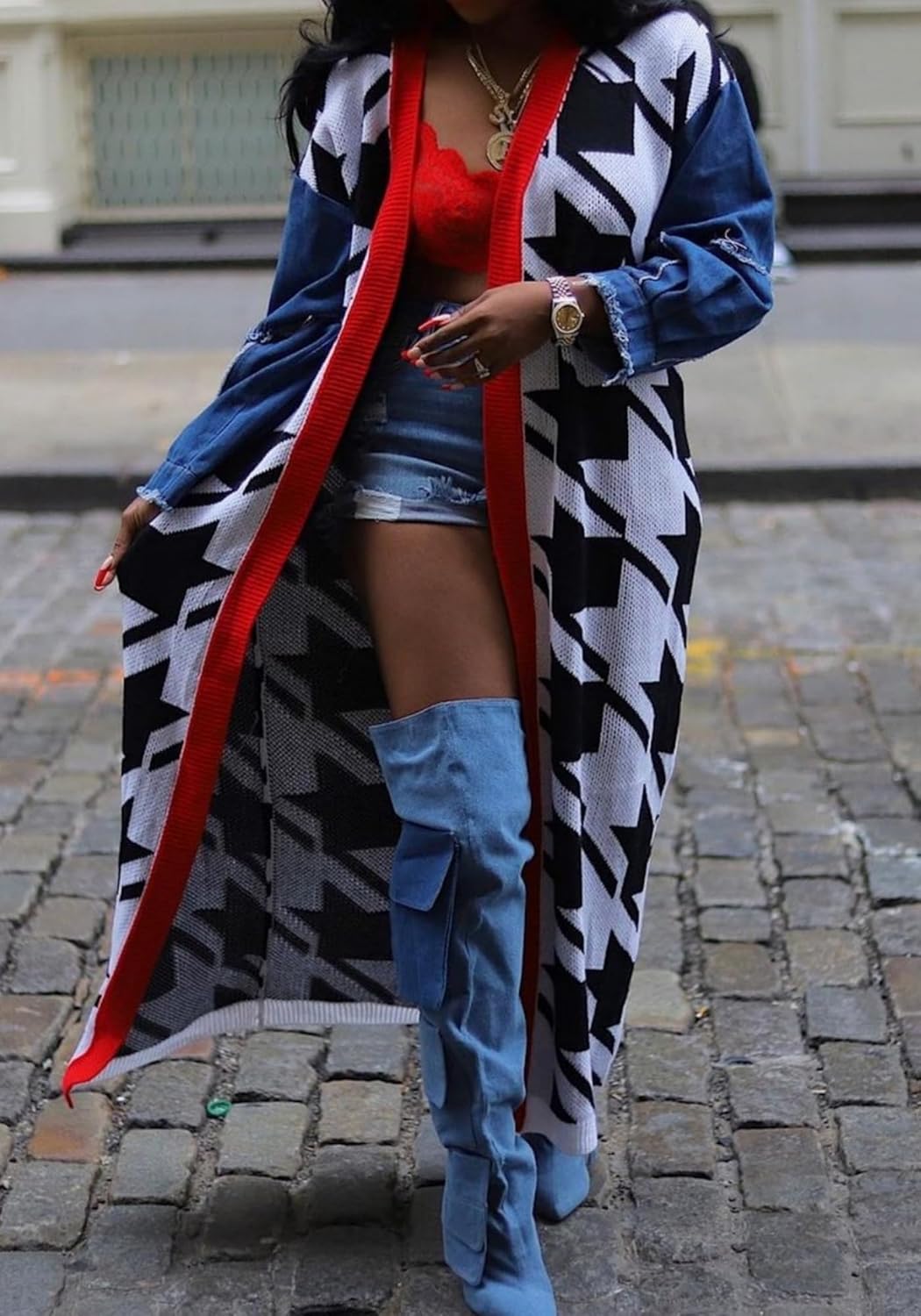 Geulis Womens Cardigan Sweaters 2025 Fall Coats Open Front Long Sleeve Patchwork Knit Long Cardigans Oversized Outerwear