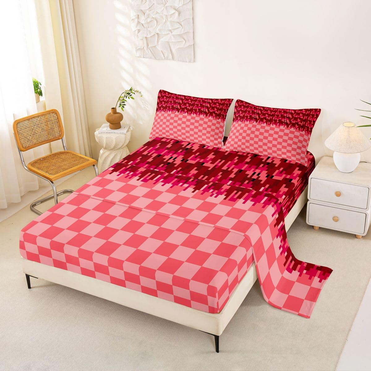 Feelyou Kids Boys Girls Gaming Pixel Bed Sheets Set King Size