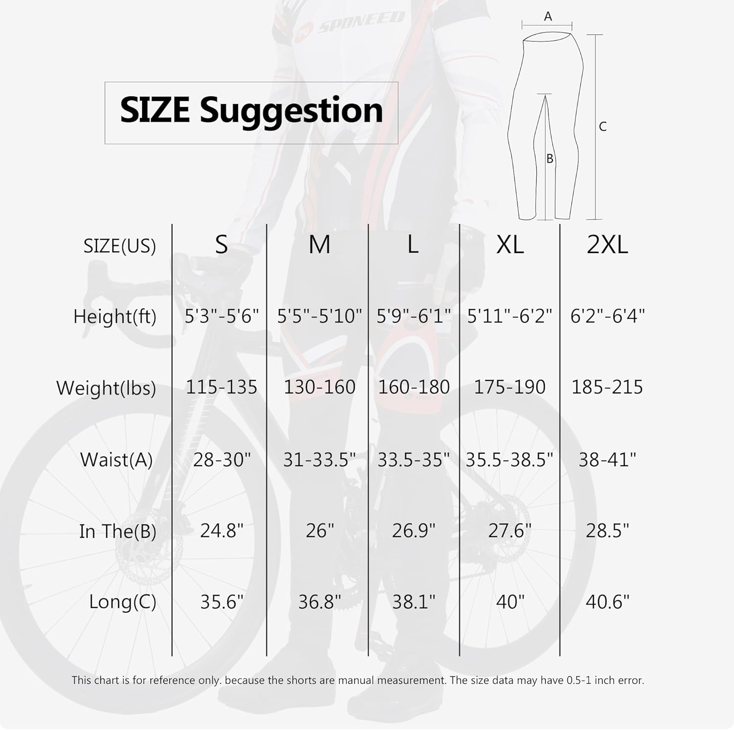Cycling Pants for Men Road Bike Compression Tights Winter Biking Bottoms with Padding UV Proof - Image 9