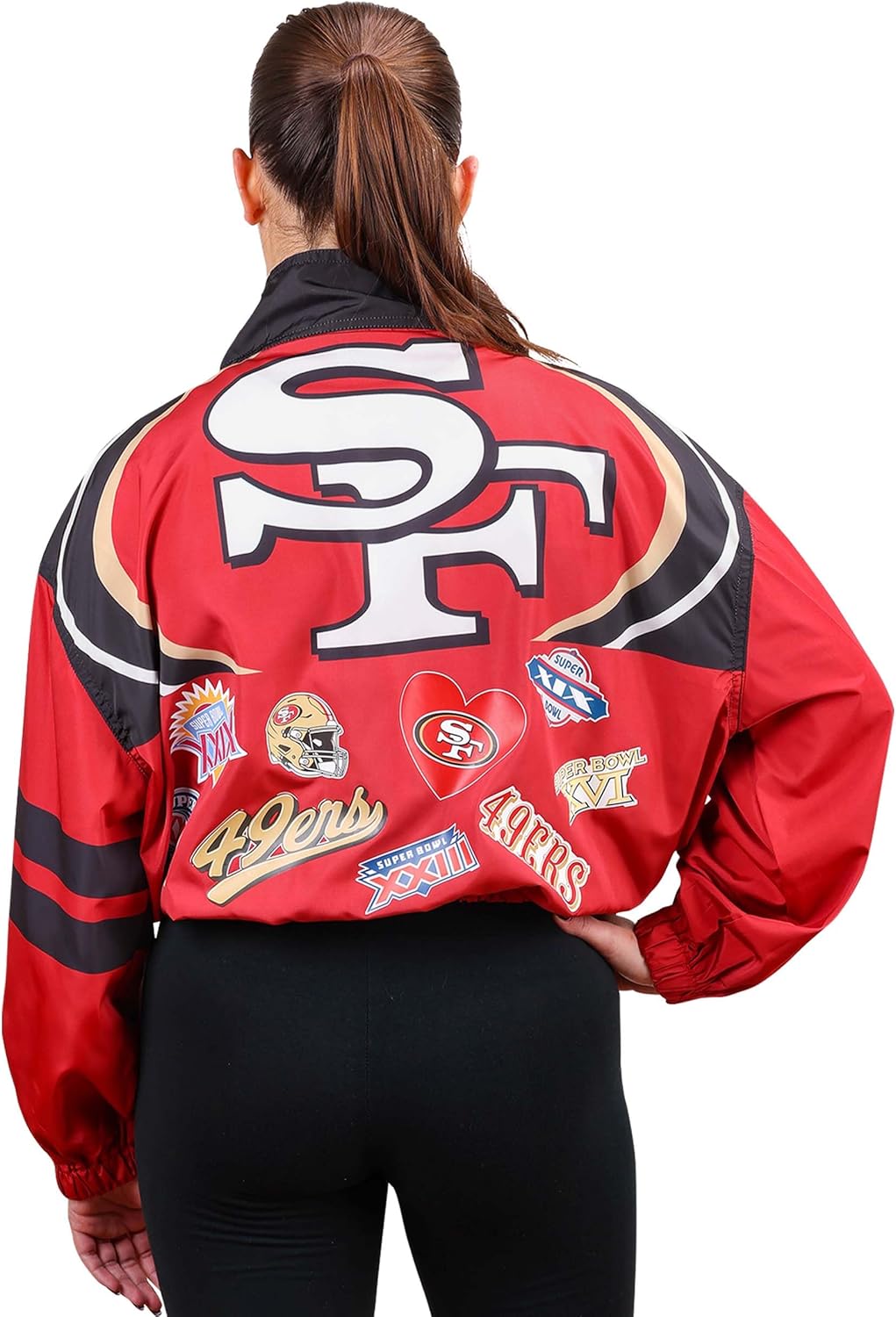 FOCO NFL womens Olivia Culpo X San Francisco 49ers Nfl Winning Play Windbreaker Jacket - Image 2
