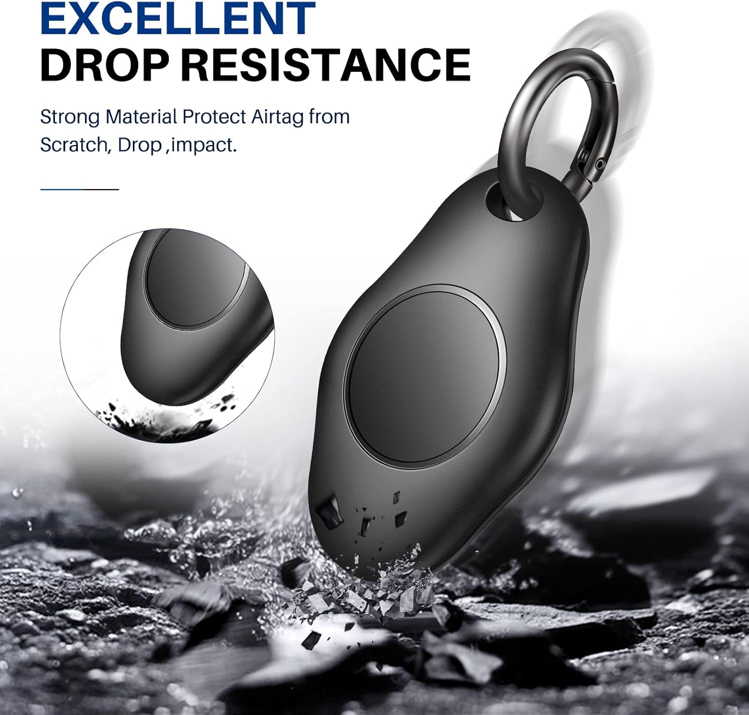 waterproof airtag holder keychain casehonshoop screw full cover protective air tag compatible for apple airtag key ring black 4 pack