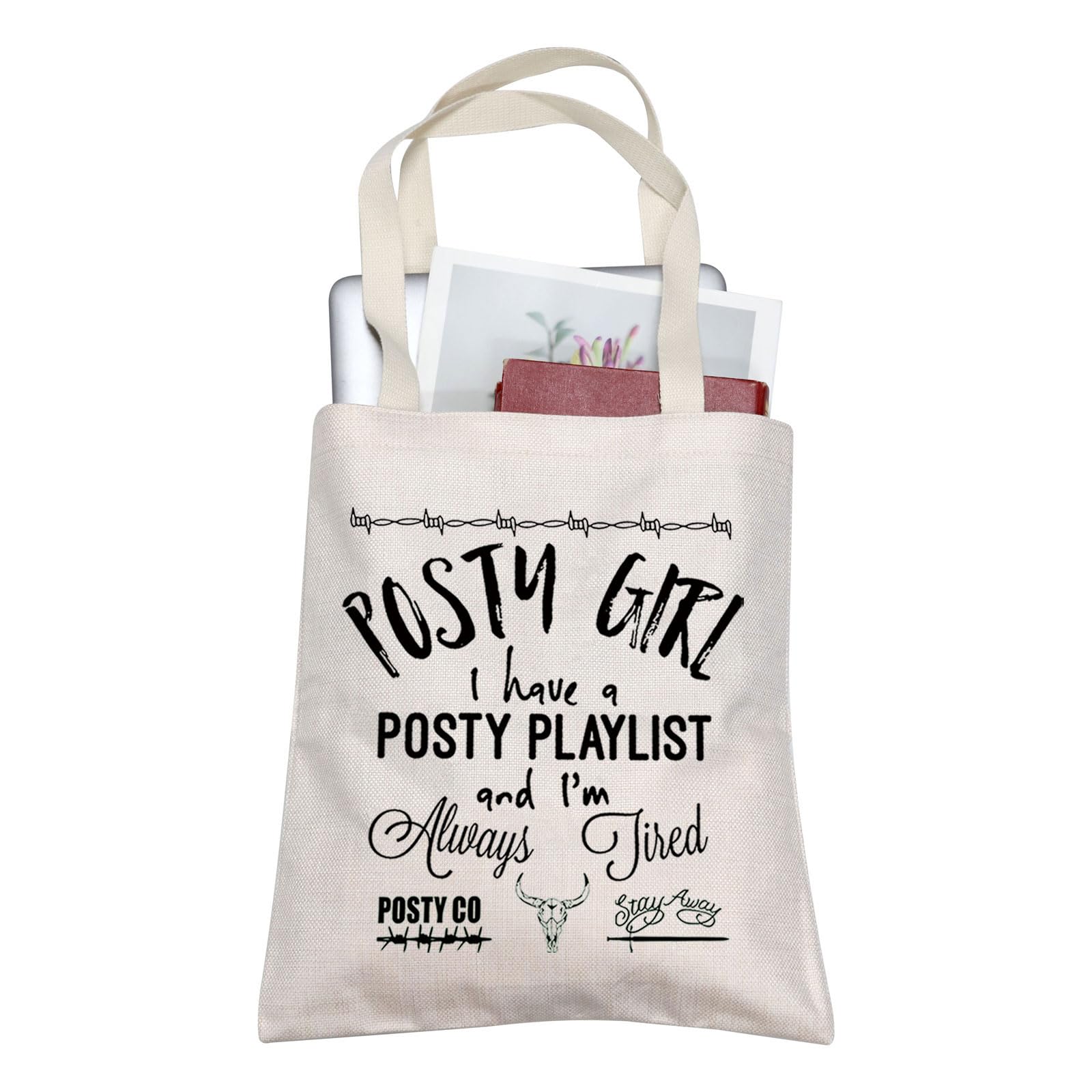 AKTAP Singer Malone Tote Bag Singer Fan Gift Posty Mom I Have A Posty Playlist And I'm Always Tired Singer Merchandise Cowboy Gift (TB