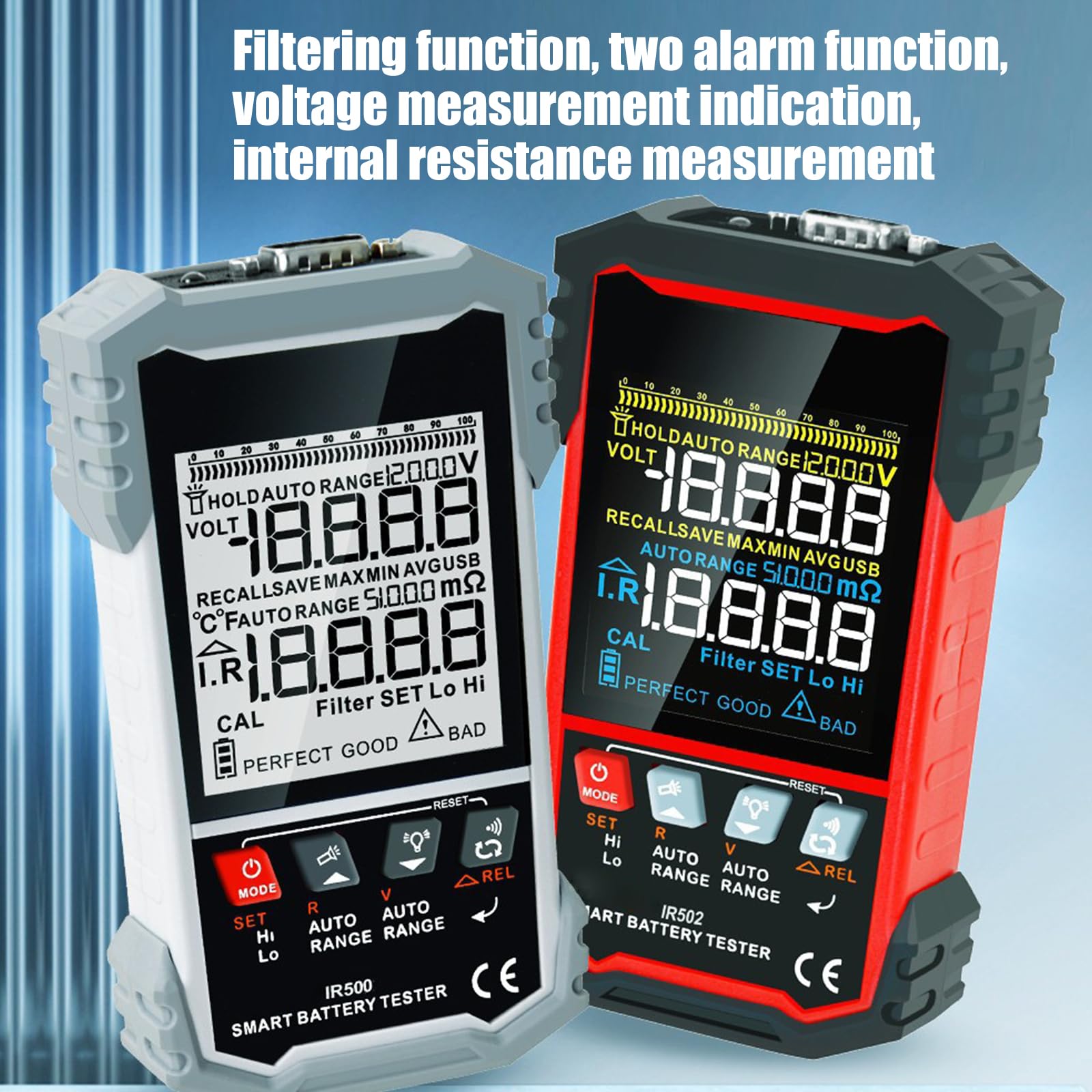 Monitor di salute della batteria per batterie al litio acido Tensioni precise Misurazione della resistenza interna Design ergonomico Tester batteria per professionale