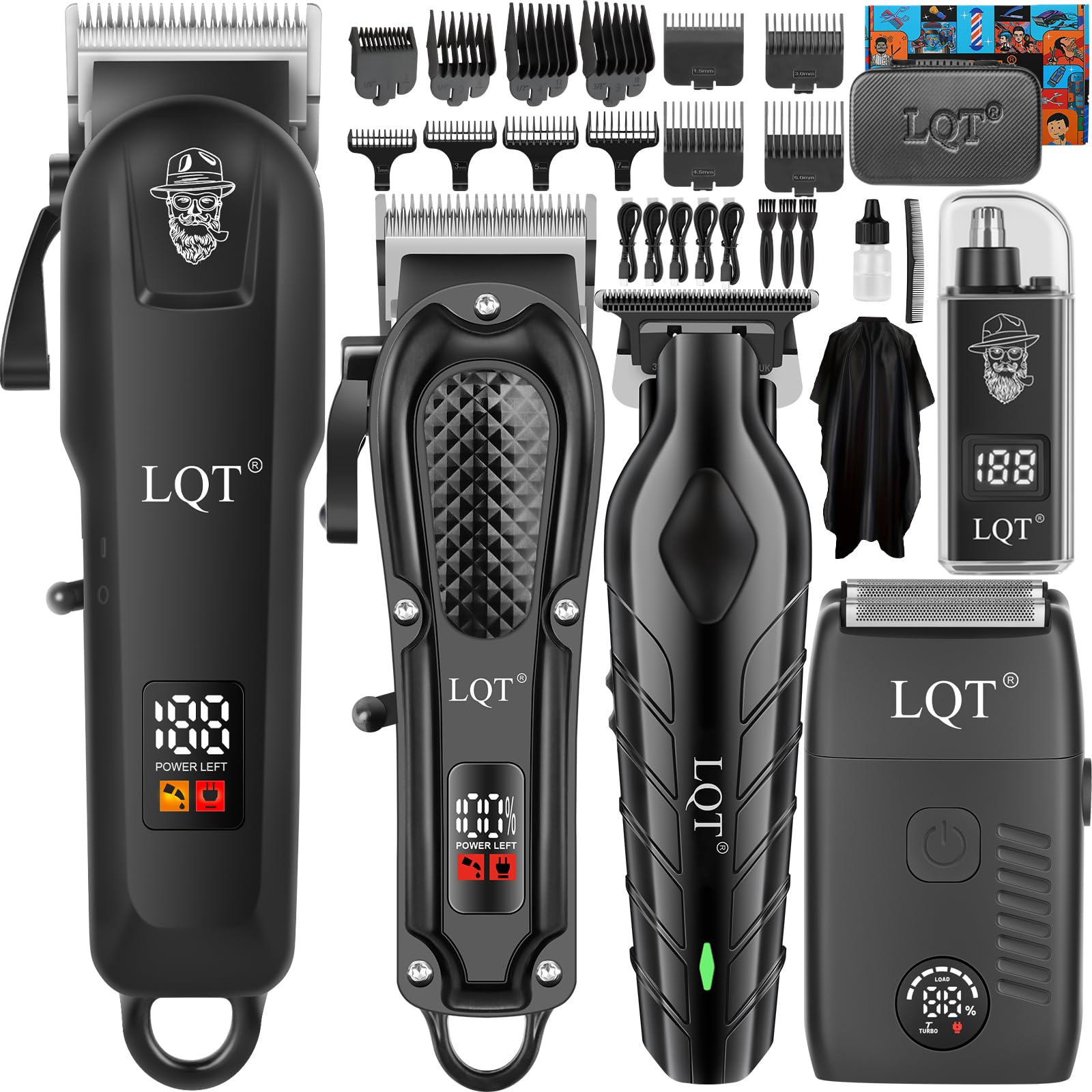 5-in-1 Professionelle Haarschneidemaschine für Männer, schnurloses T-Blade Barber Kit & Trimmer Set mit Folienrasierer, Nasentrimmer, LED-Display - Geschenke für Ehemann, Freund zu Weihnachten
