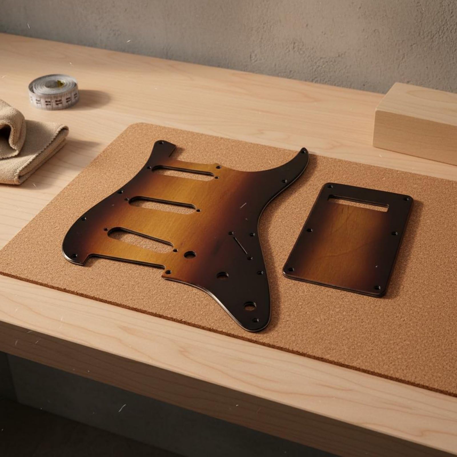 Musical Equipment Kit con Piastra Frontale in Legno Retro Coordinato Protezione Dal Contatto Accessorio di Ricambio per Chitarre Elettriche Adatto per, Acero Rosso-giallo