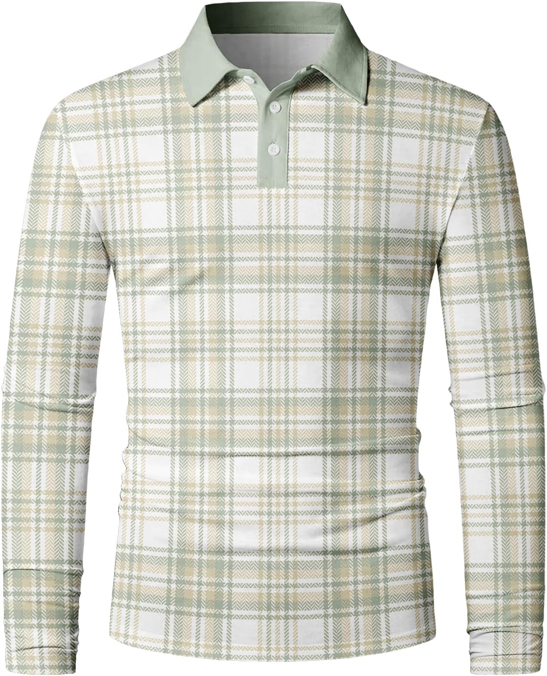 Mens Polo Shirts Long Sleeve Casual Collared Shirt Classic Button Polo Tee Collared Work Pullover Shirts - Image 3