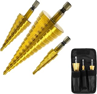 3Pcs HSS Step Cone Drill Titanium Coated Hole Cutter Bit Set 4-12 20 32mm Tools Accessories