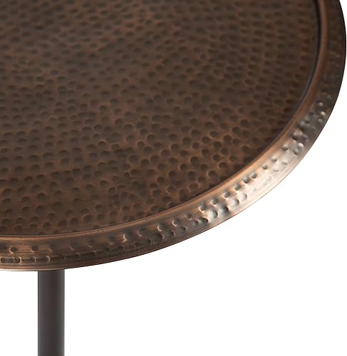 Miniatura 89 de Kate and Laurel Sanzo - Mesa moderna de pedestal para bebidas; 9 x 9 x 23; latón antiguo y negro; mesa auxiliar decorativa con mesa martillada para