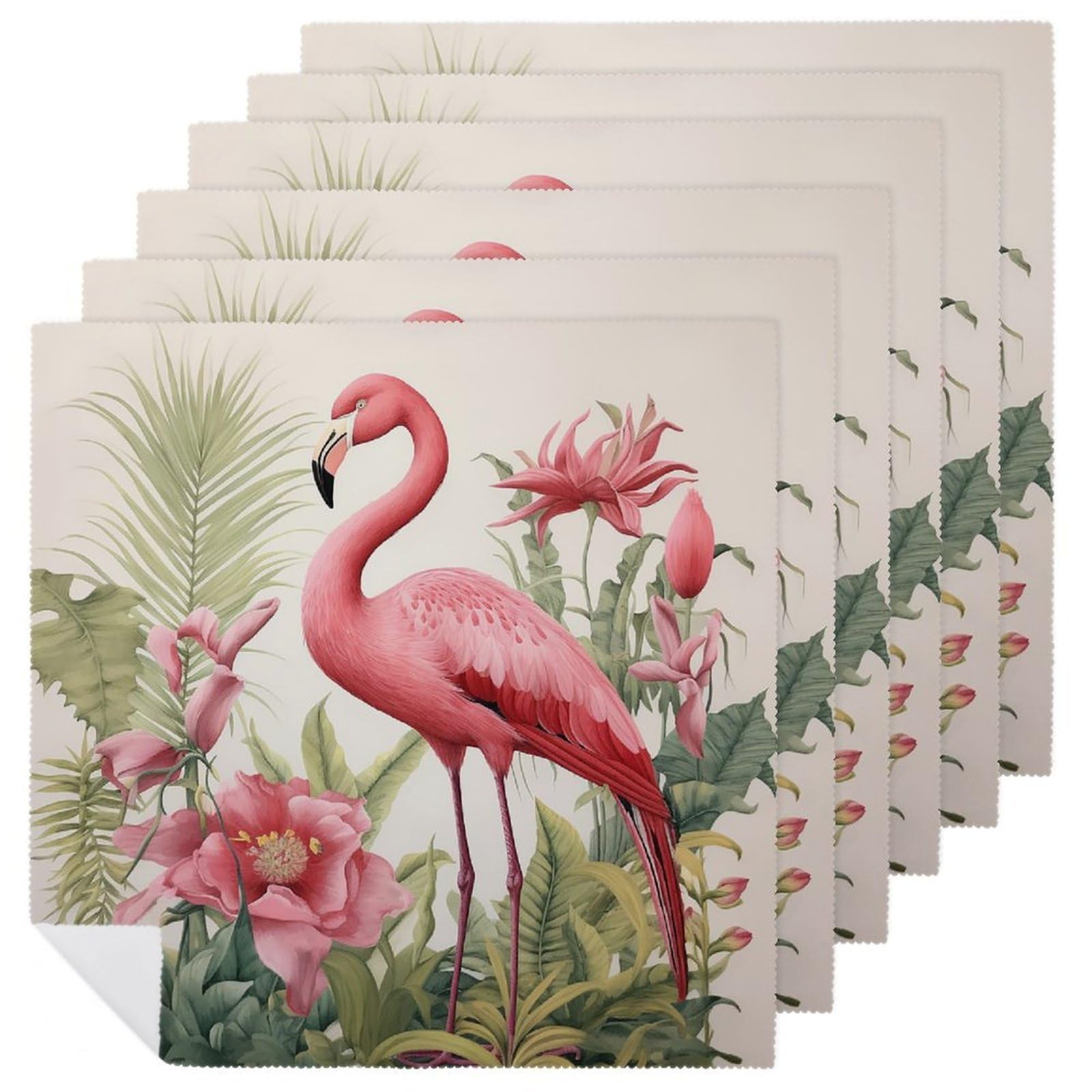 Servilletas de tela lavables y desechables con diseño elegante de flamencos y hojas tropicales