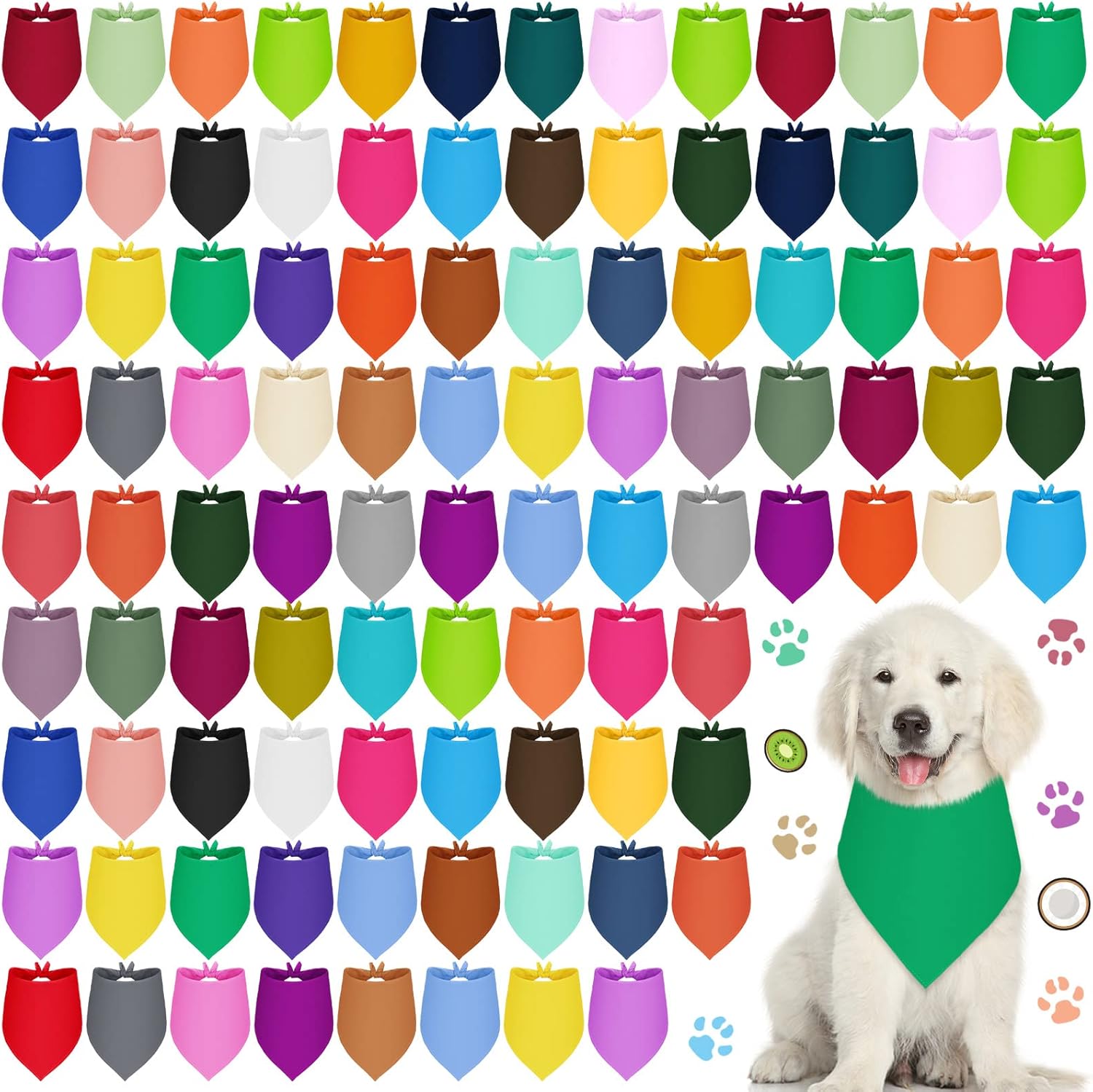 Sadnyy 100 Pcs Dog Bandanas Bulk for Dogs Heat Transfer