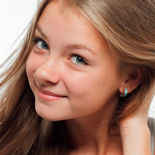 Miniatura 6 de Juego de aros de argolla de ópalo Aros de argollas hipoalergénicos pequeños para mujeres y niñas que tienen orejas sensibles