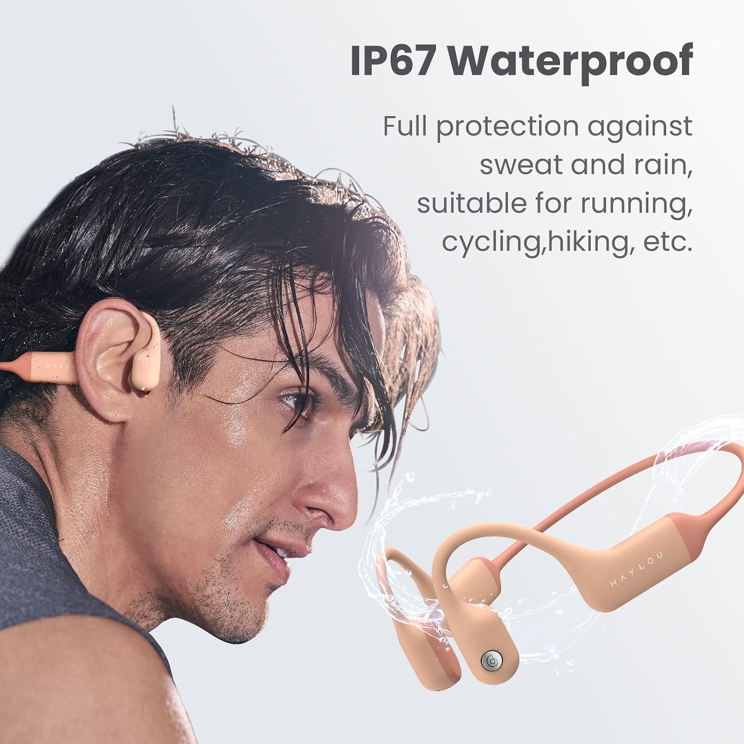 haylou purfree bone conduction headphones open ear bluetooth 5 2 sport headphones ip67 waterproof wireless earphones for cycling and running cvc du