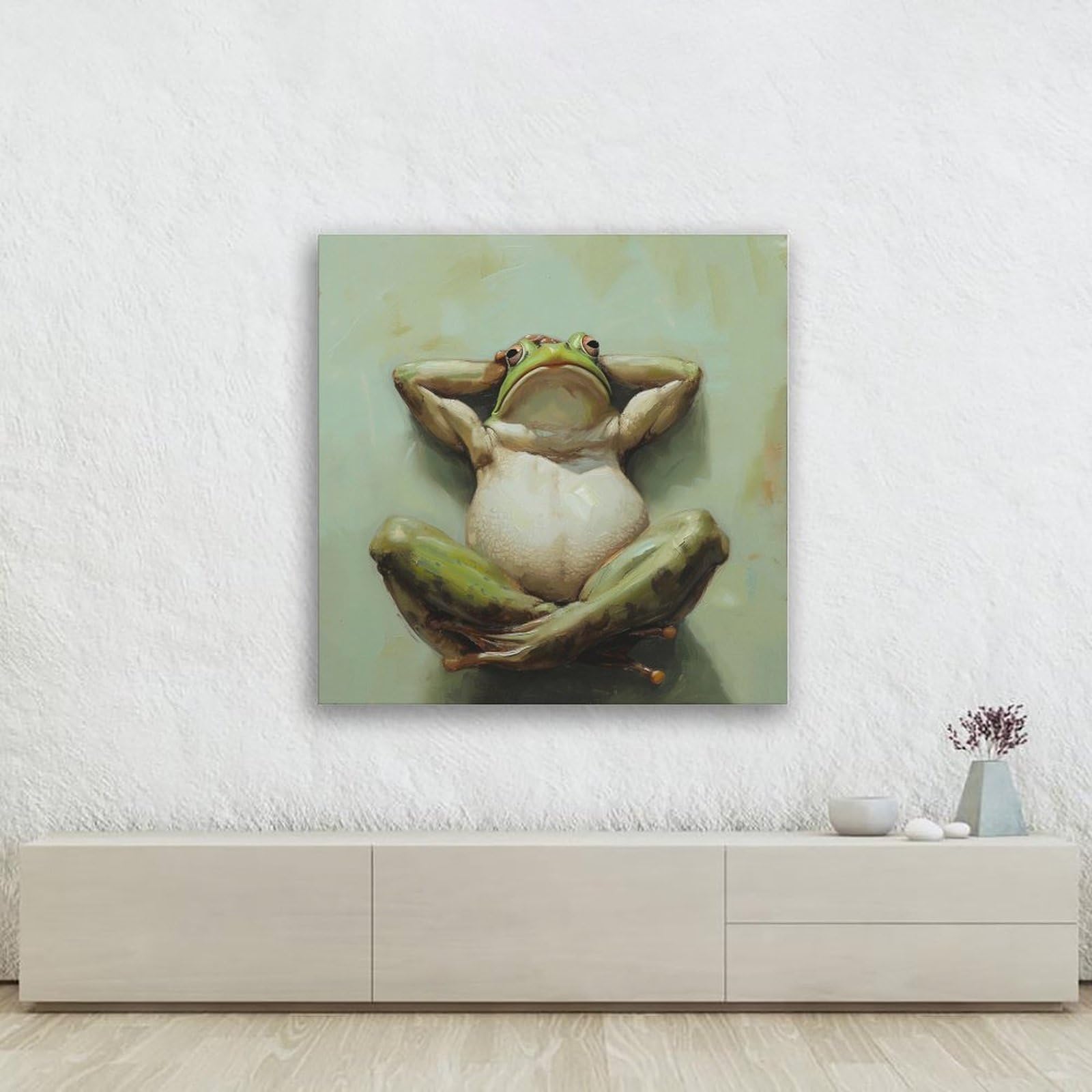 FireDeer Funny Frog Wall Art Gentleman Frog Laying On His Back