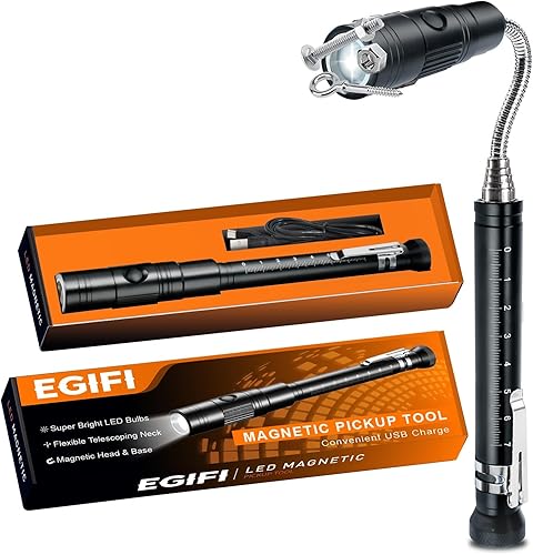 Vista 15 de Juego de herramientas de recogida magnética telescópica con palos de recogida de 1 y 15 libras, espejo de inspección ajustable redondo y cuadrado