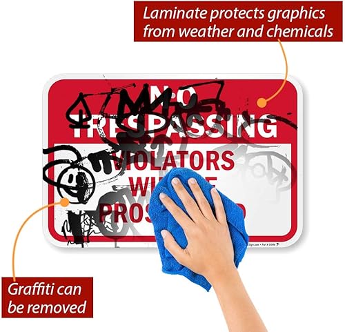 Miniatura 5 de SmartSign Letrero con texto en inglés "No Trespassing - Violators Will Be Prosecuted", aluminio reflectante de grado de ingeniero 3M de 12 x 18
