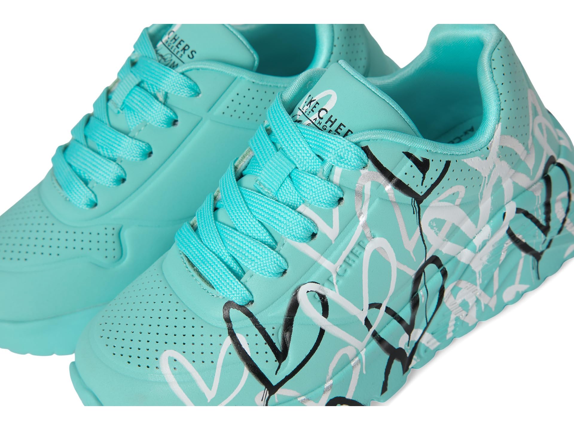 Skechers Girls' UNO Lite Spread the Love, White/Light Purple