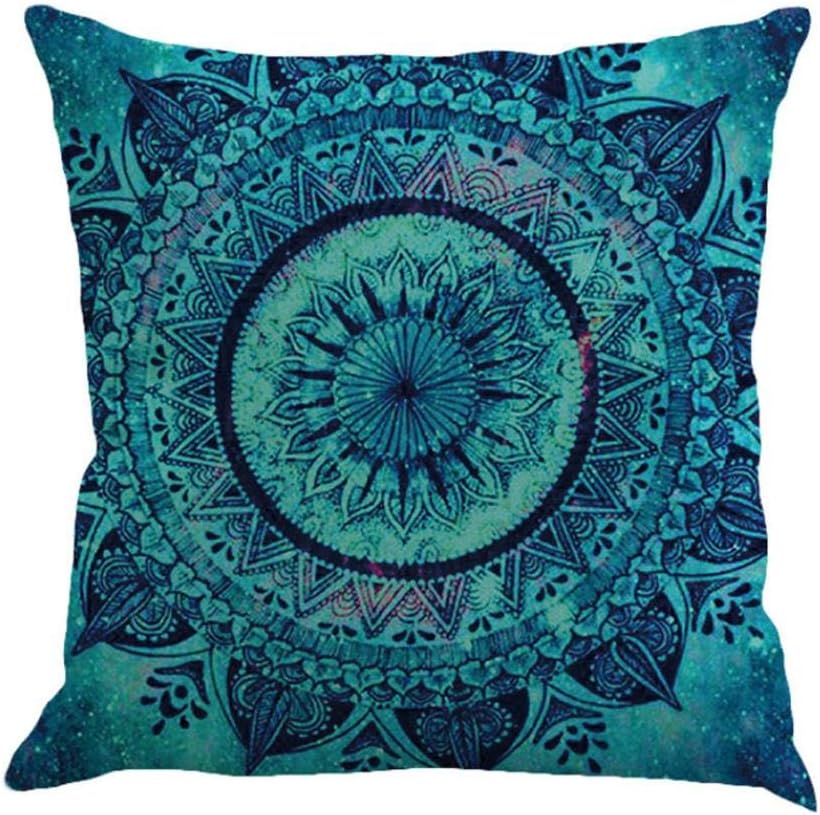 Jooffery Geometry Painting Linen Cushion Cover, Throw Pillow Case Sofa Home Decor Indian Mandala Floor Pillow Cover (A)