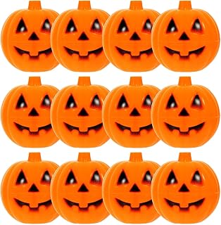 Cabilock 12pcs Halloween Pumpkin Containers Small Plastic Pumpkin Storage Box Bulk Mini Pumpkins Props Trick or Treat Candy Case Container for Halloween Decoration Party Supplies