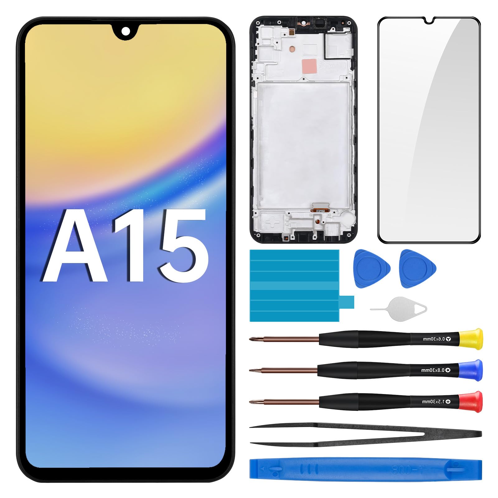 Écran AMOLED pour Samsung Galaxy A15 avec châssis et kit de réparation SM-A155F - 7