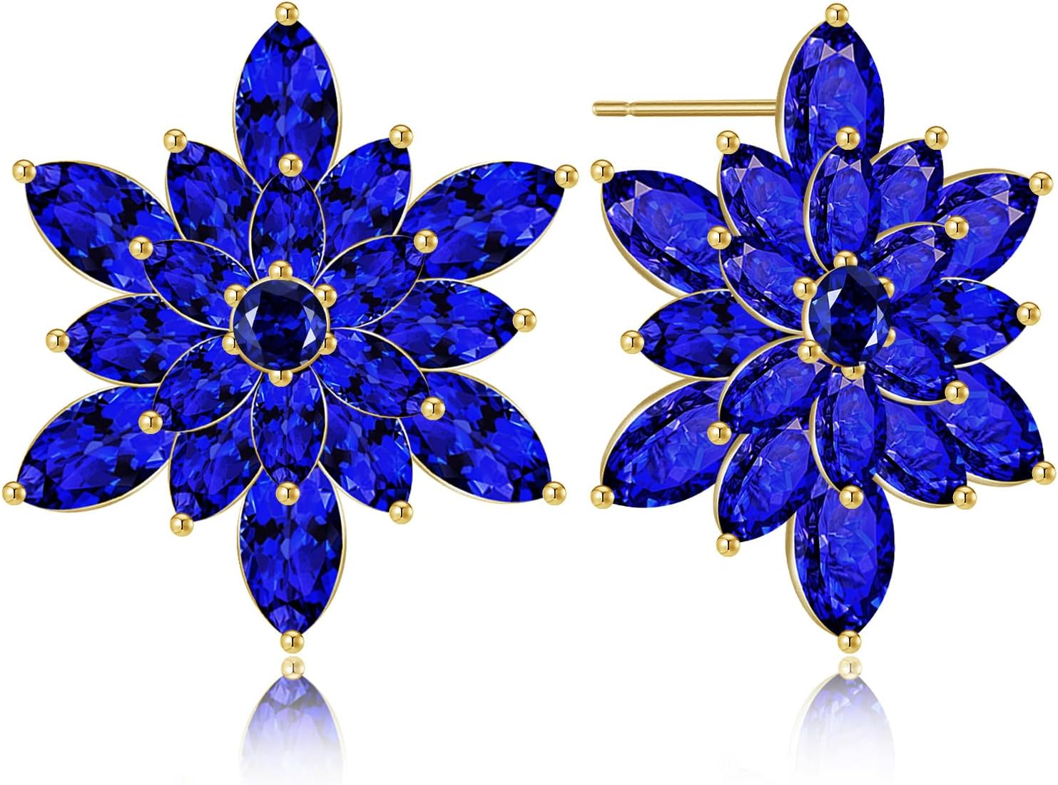 Crystal Flower Burst Stud Earrings - Elegant Hypoallergenic Large Big Sparkly CZ Cubic Zirconia Rhinestone Daisy Sunflower Floral Cluster Flower Stud Earrings Bridal Wedding Party Prom Costume Jewelry for Bride Bridesmaids Women Birthstone Birthday Gift