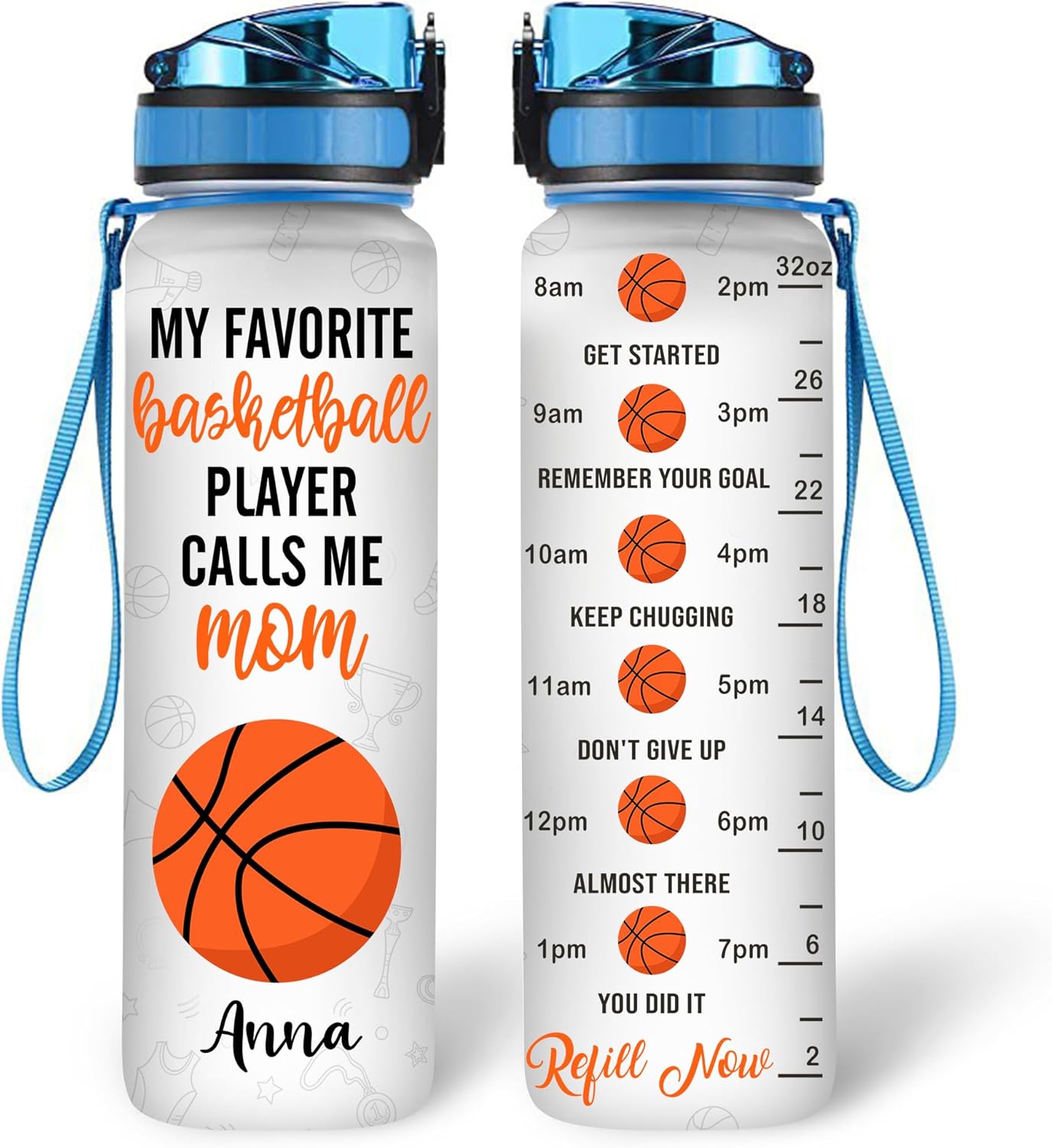 Hyturtle Personalized Baseball 32oz Liter Motivational Water Bottle, Customized Name Tracking Water Bottle Gifts For Dad, Son, Baseball Lovers, Sport Lovers On Birthday, Mother's Day