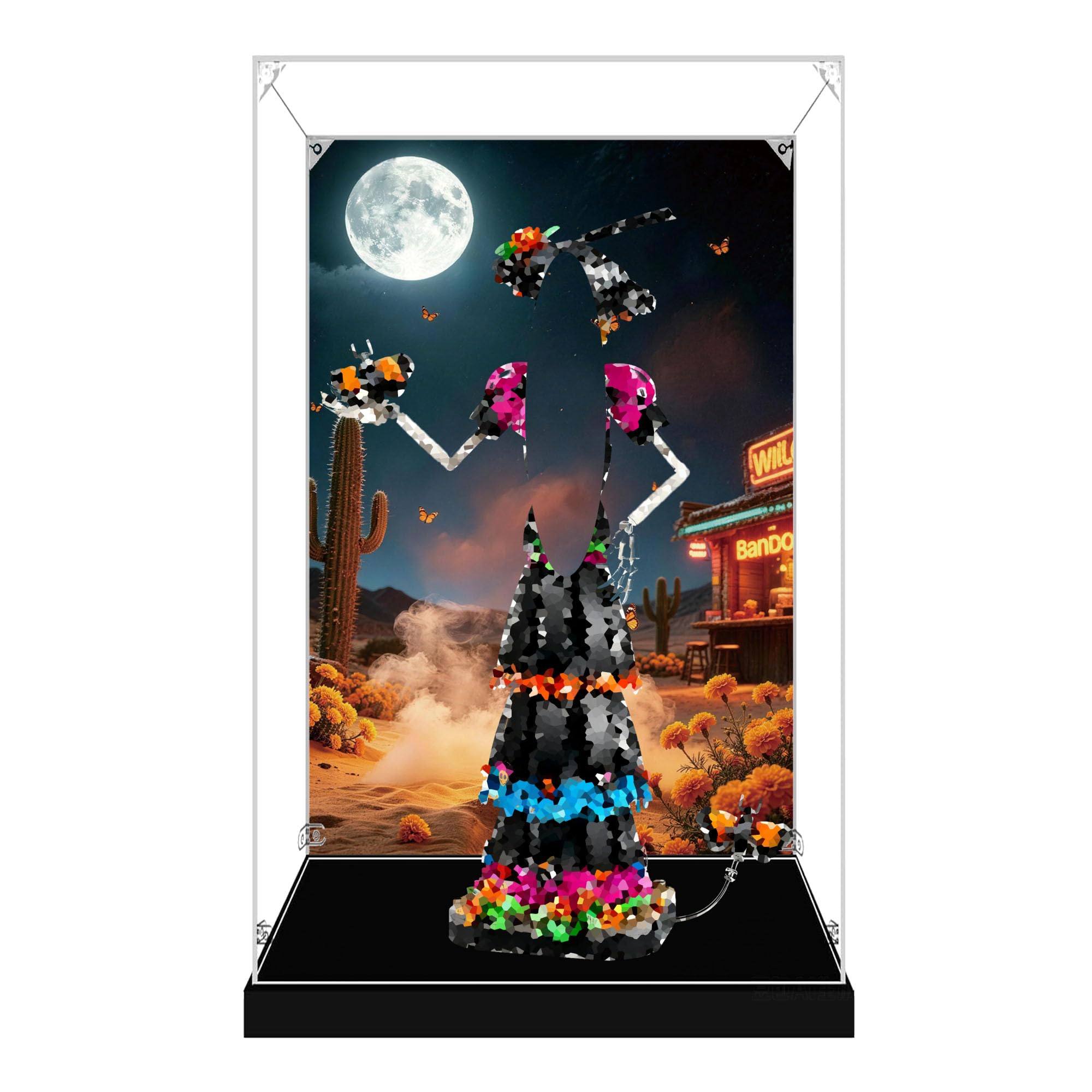 Acrylic Display Case for Le-go 21372 Skeleton Doll Model (Background B)