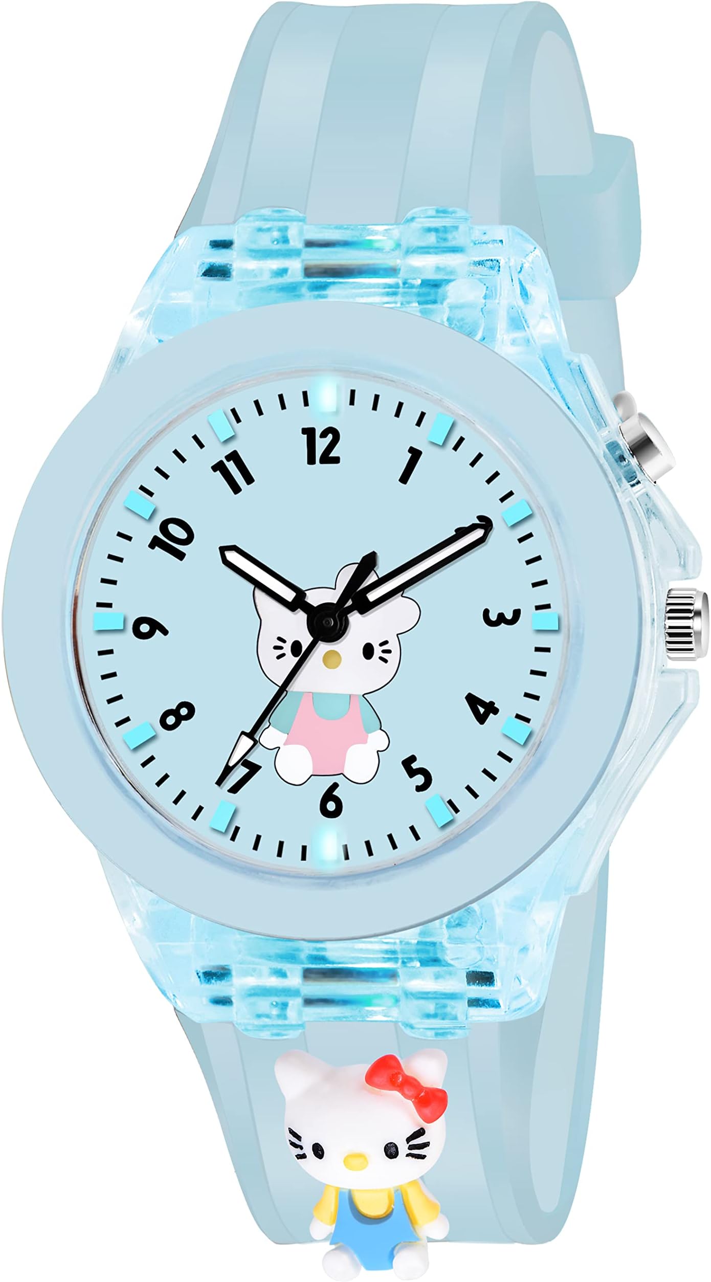 LED Luminous Child Kids Children Cute Cartoon Multi Color Lights Watch for Girls -W327