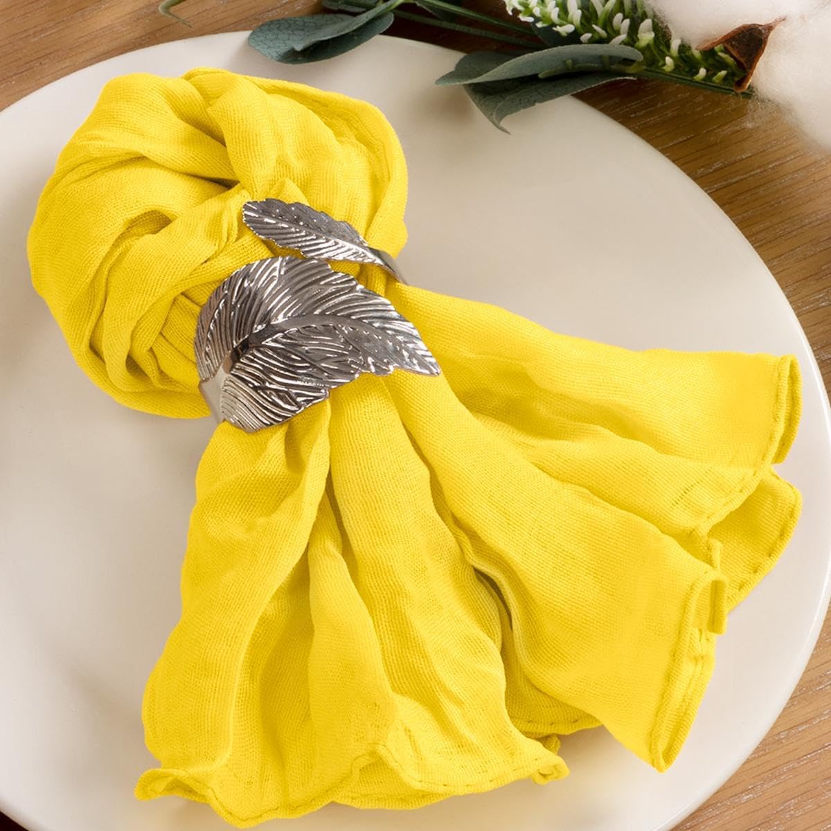 MLMC 24 Pack Cheesecloth Napkins Wedding Napkins 21″x21″ Boho Reusable Napkins in Bulk for Bridal Shower Baby Shower Events Table Decor Yellow