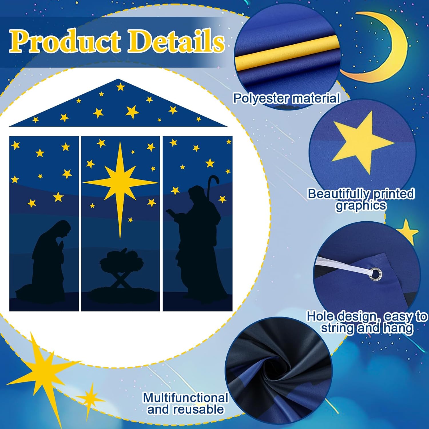 クリスマスキリスト降誕シーンデコレーション イエス 宗教 玄関カバー 吊り下げバナー デコレーション クリスマス キリスト教会 ドア