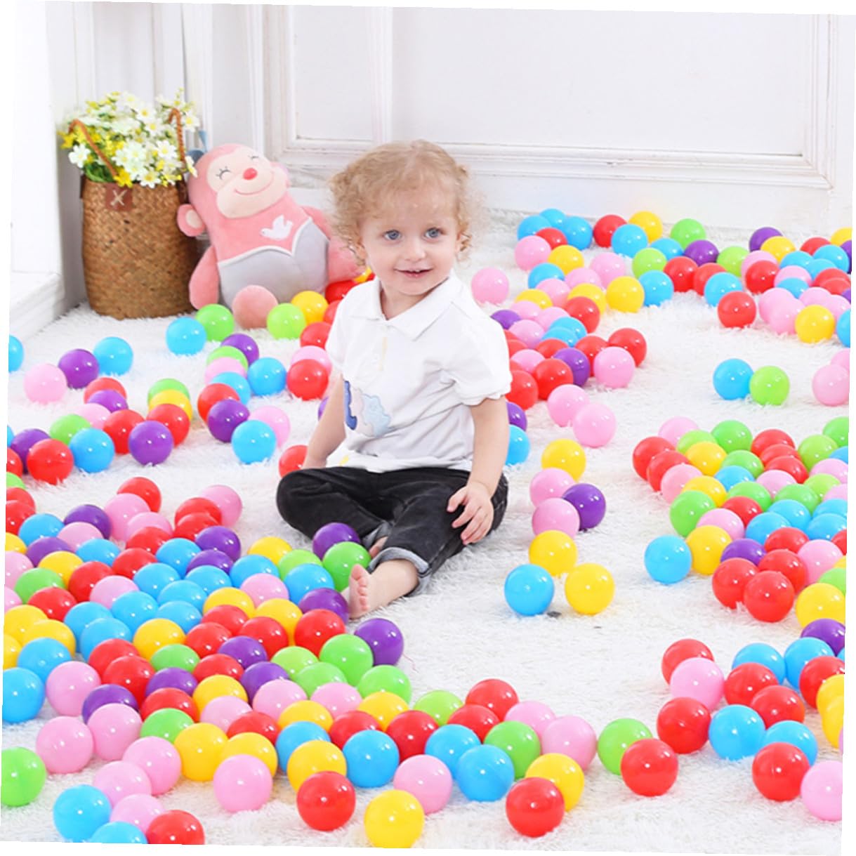 KOMBIUDA 100 Balones de Plástico para Piscinas Infantiles Bolas de Fiesta Coloridas y Ligeras para Juego y Baño Balones Redondas para Accesorios para Piscina y Actividades Recreativas