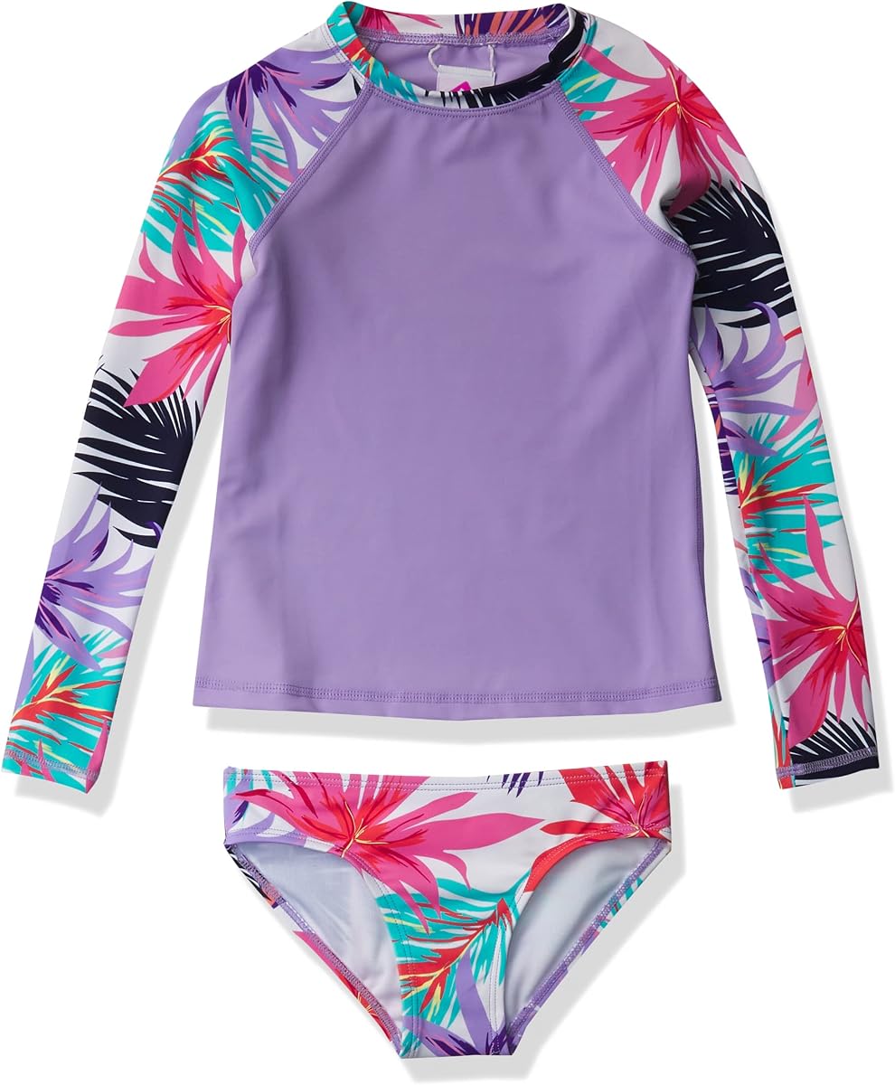 Conjunto de baño de dos piezas con protección solar UPF 50 y manga larga para niña