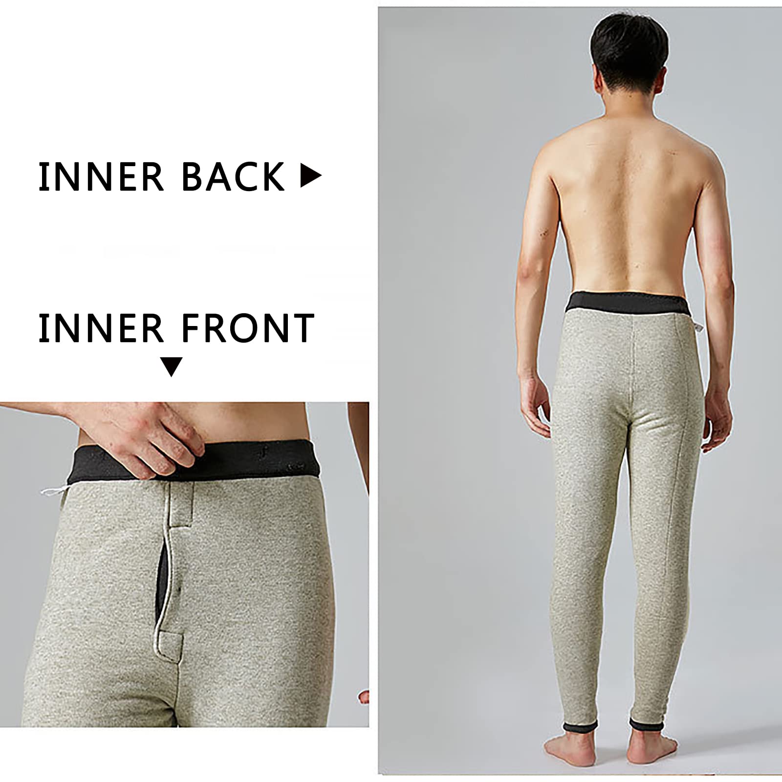 Uomo Biancheria Intima Termica Bottoms Long Johns Inverno Caldo Spessore Tre Strati Base Layer Leggings Pantaloni(Size:5XL,Color:Nero)