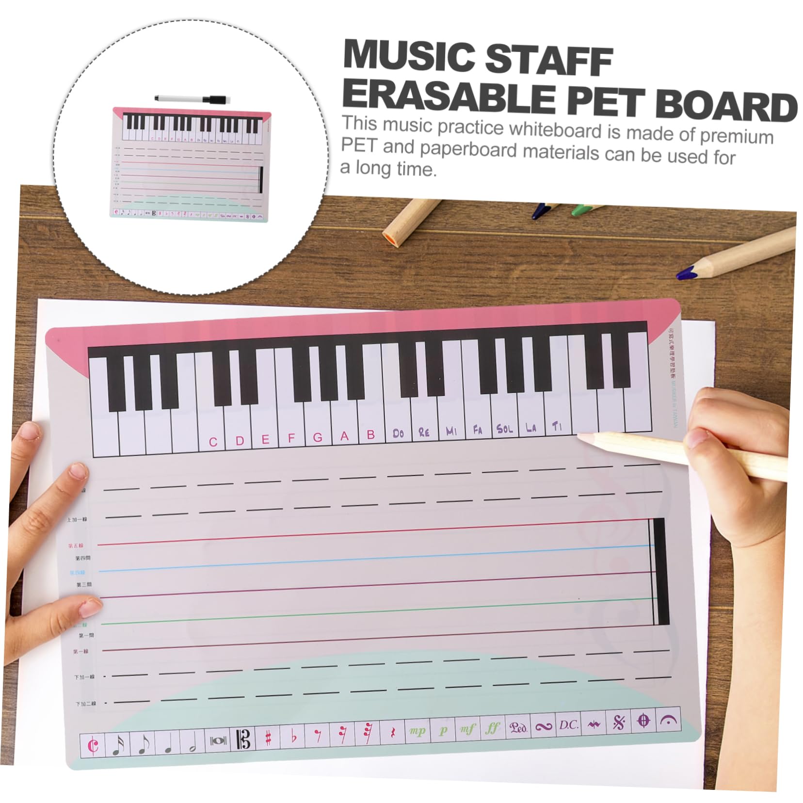 Tableau Blanc Musical Effaçable - Portée De 5 Lignes Double Face - Pour Apprendre Et Enseigner La Musique - 4