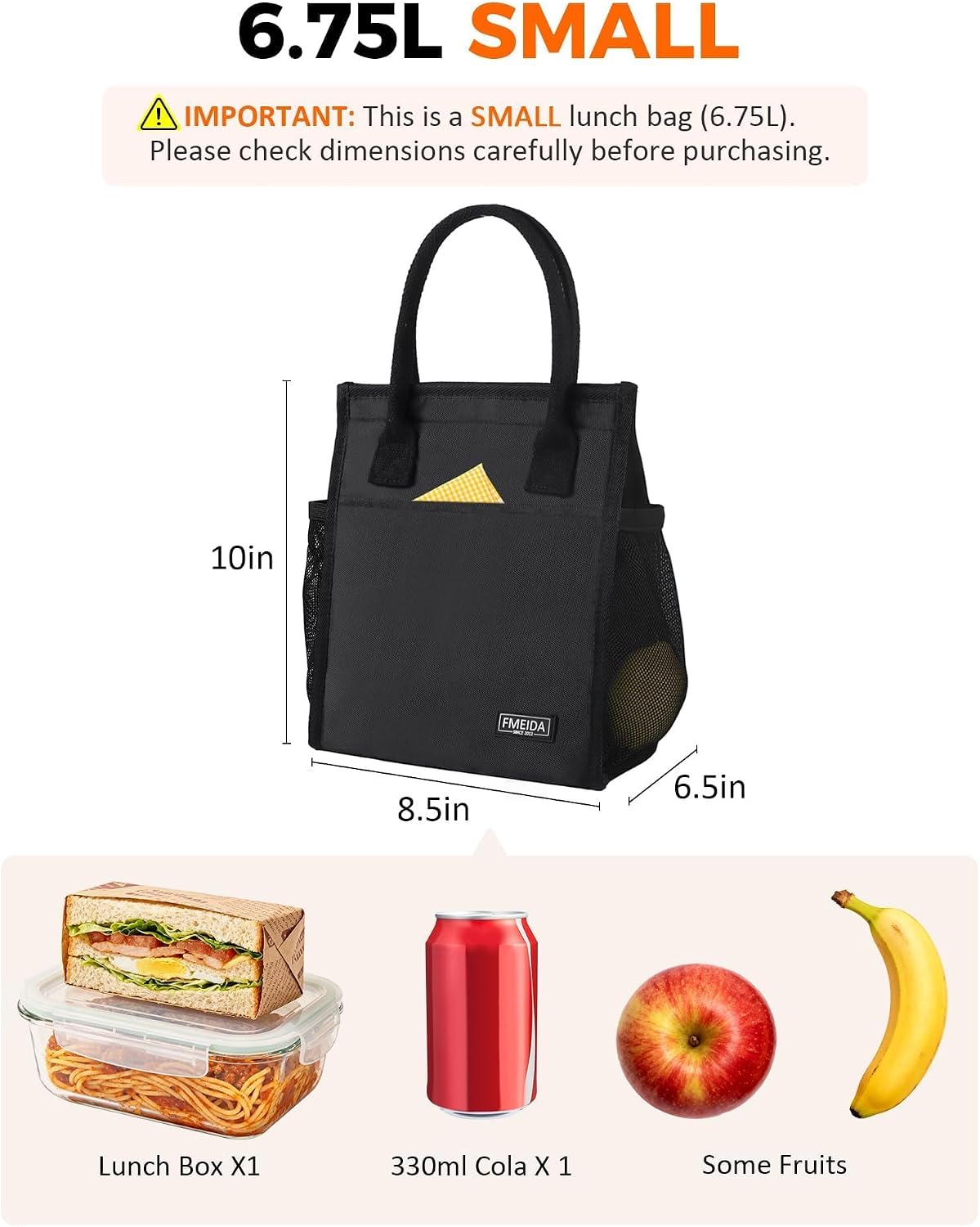 Small Insulated Lunch Bag Women Men, Reusable Cooler Tote Thermal Snack Bag image 2