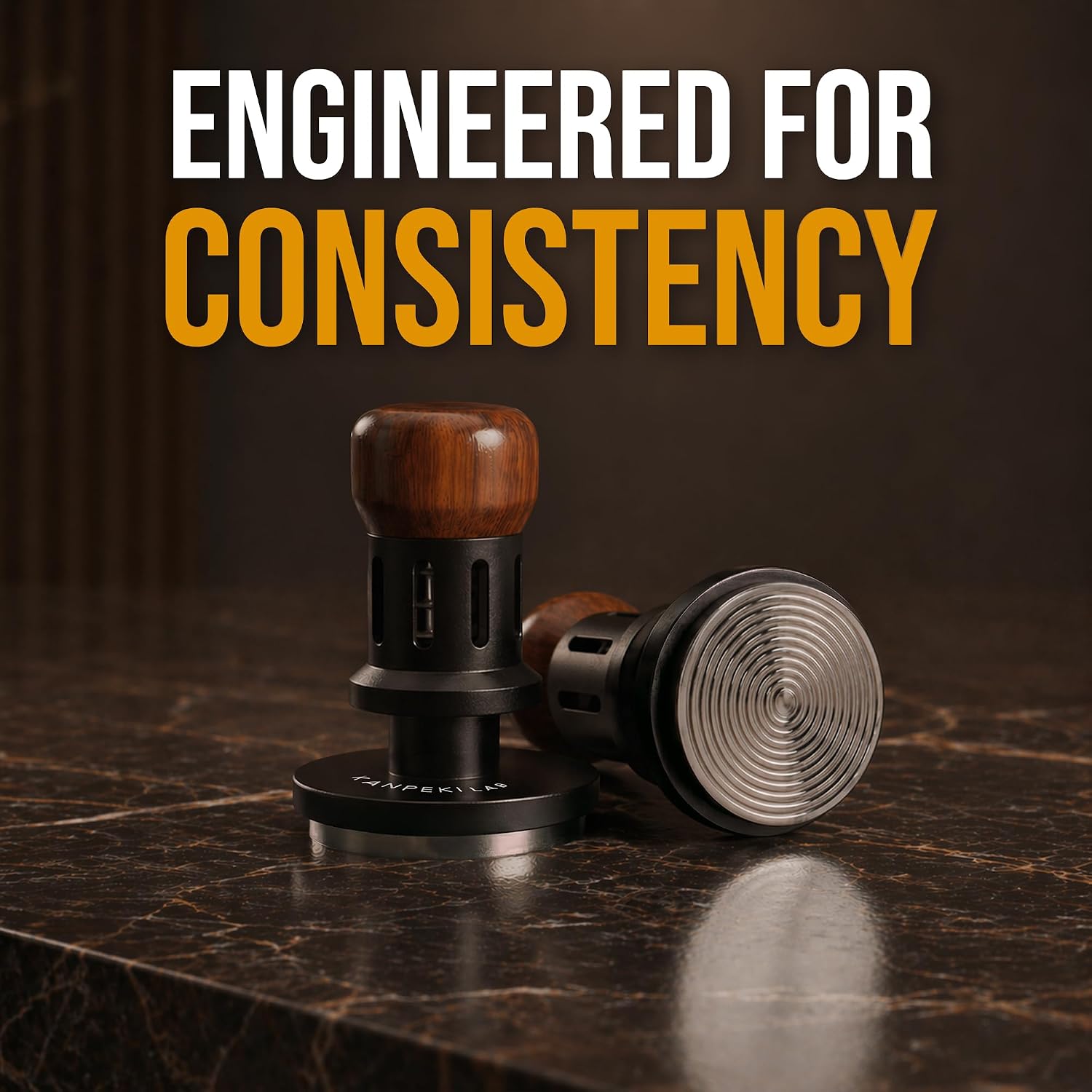 54mm Espresso Tamper for Breville & Sage Machines | Calibrated Self-Leveling, Click at 32lb, True 53.3mm Fit | Spring-Loaded, Walnut Handle, 304SS Ripple Base, Adjustable Pressure | Kanpeki Lab thumbnail