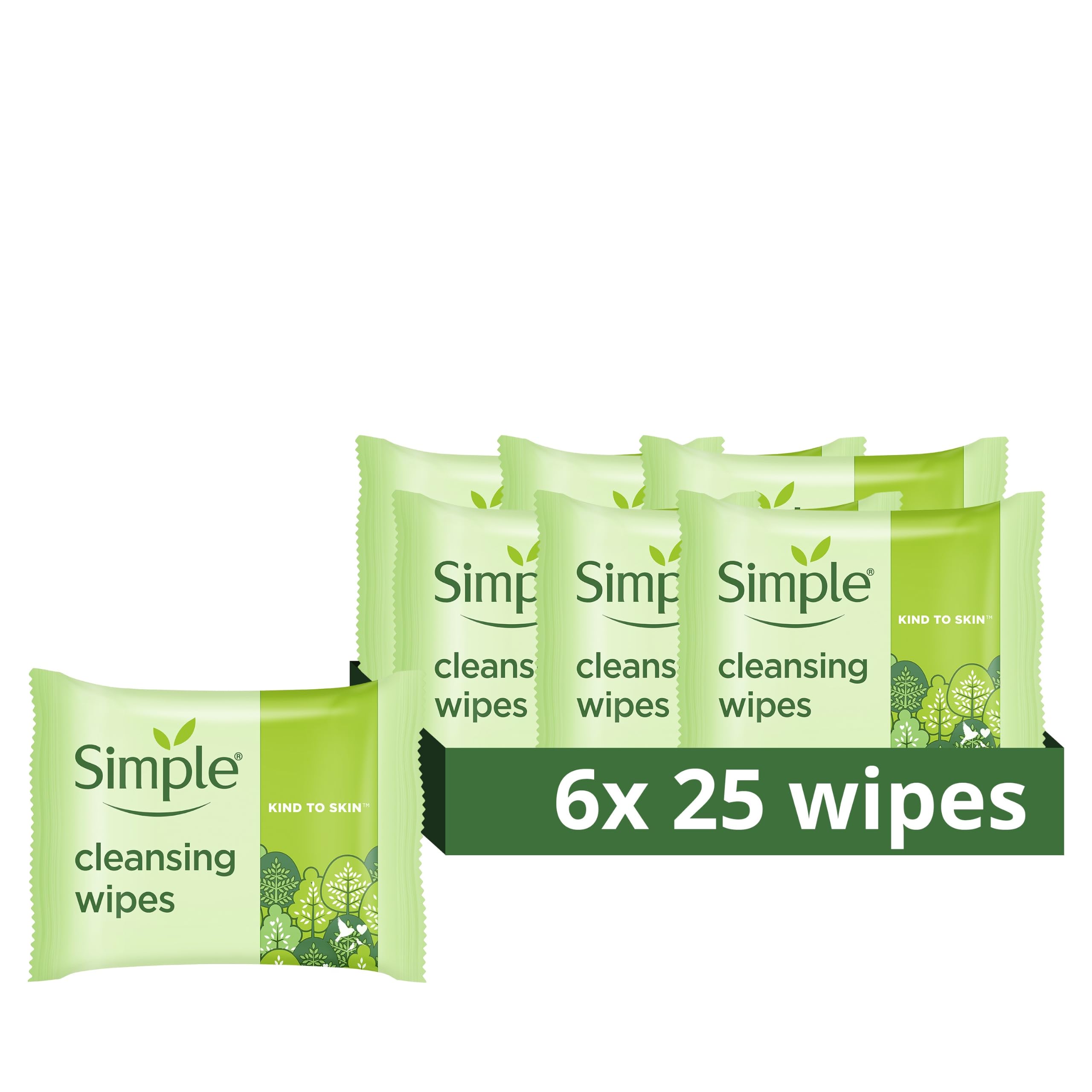 Simple Kind to Skin Bio-degradable Cleansing Wipes 6x 25 wipes