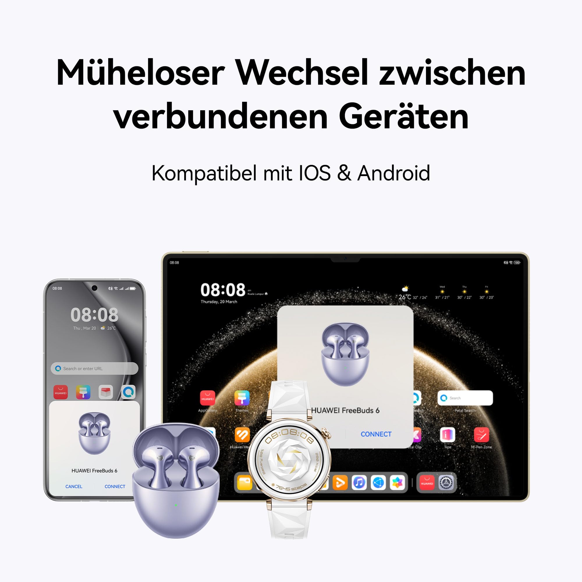 HUAWEI FreeBuds 6 Kabellose Kopfhörer, Schwarz | Dual-Treiber True Sound, Klare Anrufe, Open-Fit-ANC, 36 Stunden Akkulaufzeit, IP54, für iOS & Android, 30 Monate Garantie