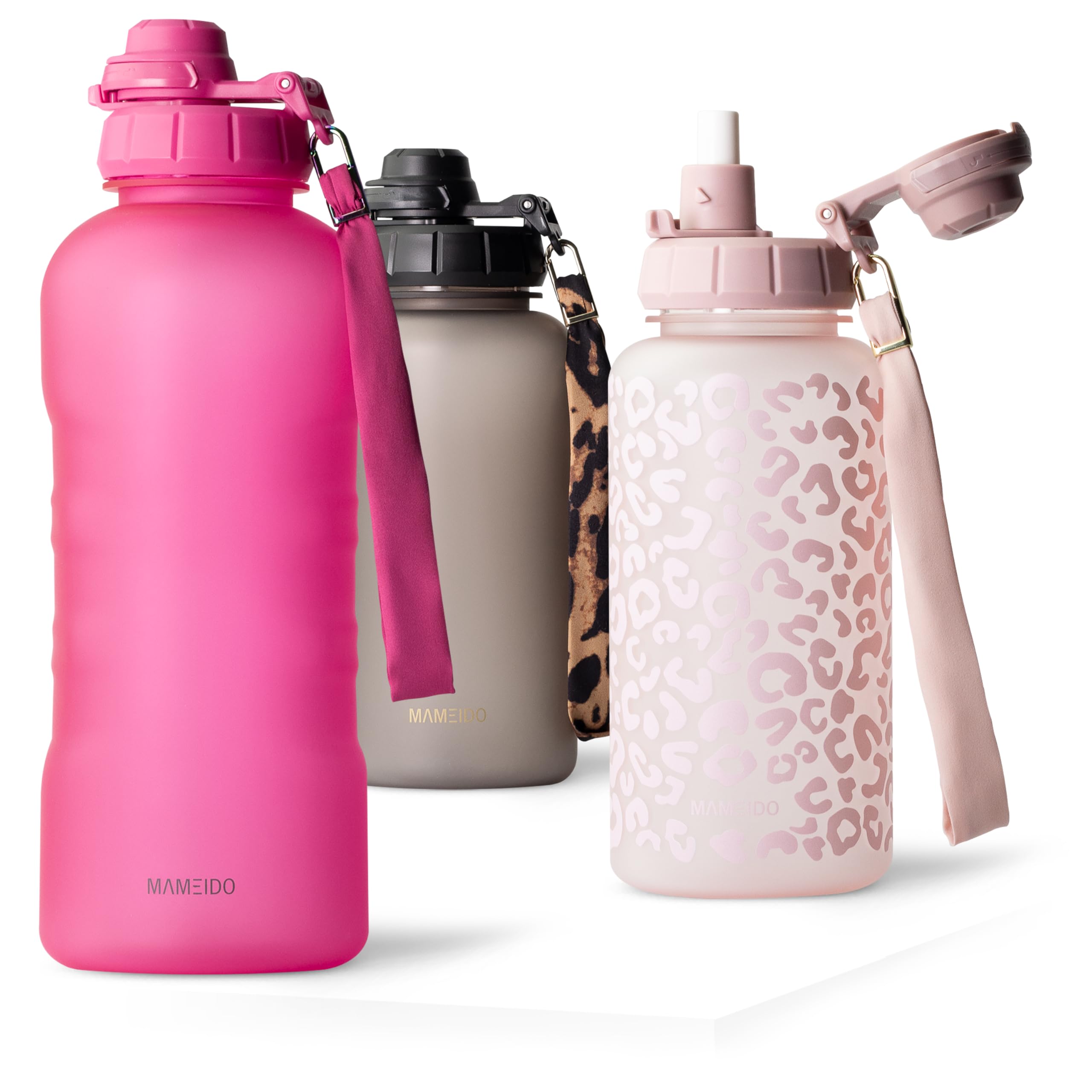 Mameido Glow Couture Water Bottle With Straw & Time Markings 2 L, Leakproof Tritan Sports Water Bottle, Drinks Bottle Bpa-Free, Gym Water Bottle (Glow Couture)