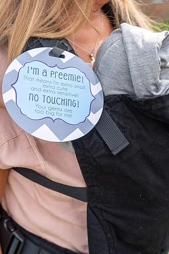 Miniatura 8 de Three Little Tots Paquete de dos señales de regalo para asiento de coche y cochecito de bebé Blue Boy Preemie sin tocar - Seguridad probada por CPSIA