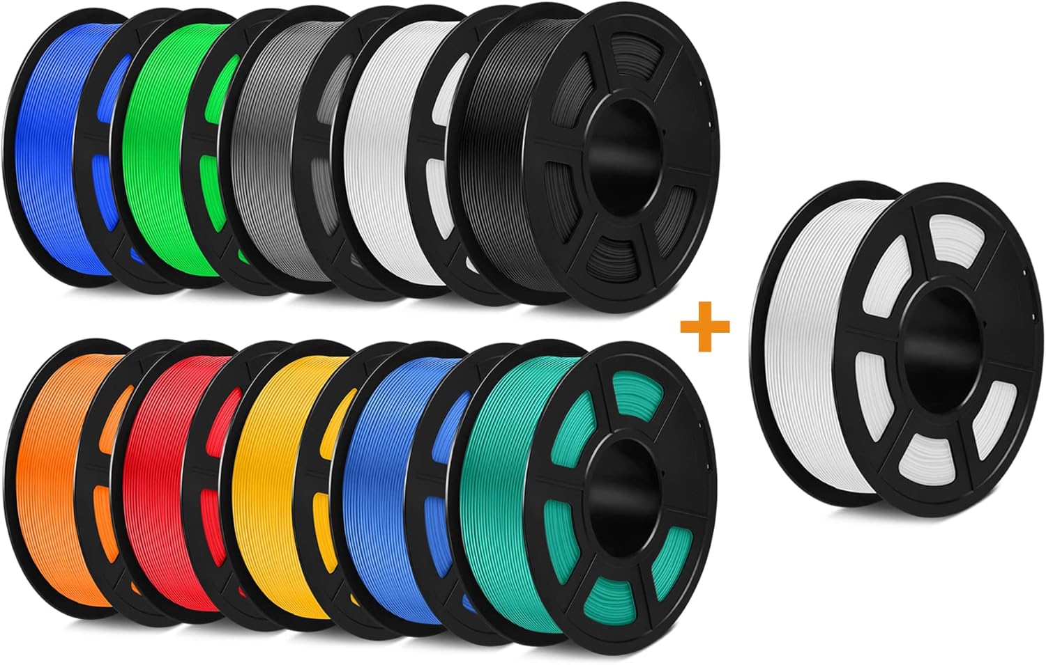 SUNLU PLA+ Filament 1.75mm 10KG PLA Plus 3D Printing Filament for 3D Printer & 3D Pens Tolerance Accuracy +/- 0.02 mm, 11x1KG (10 Colors)