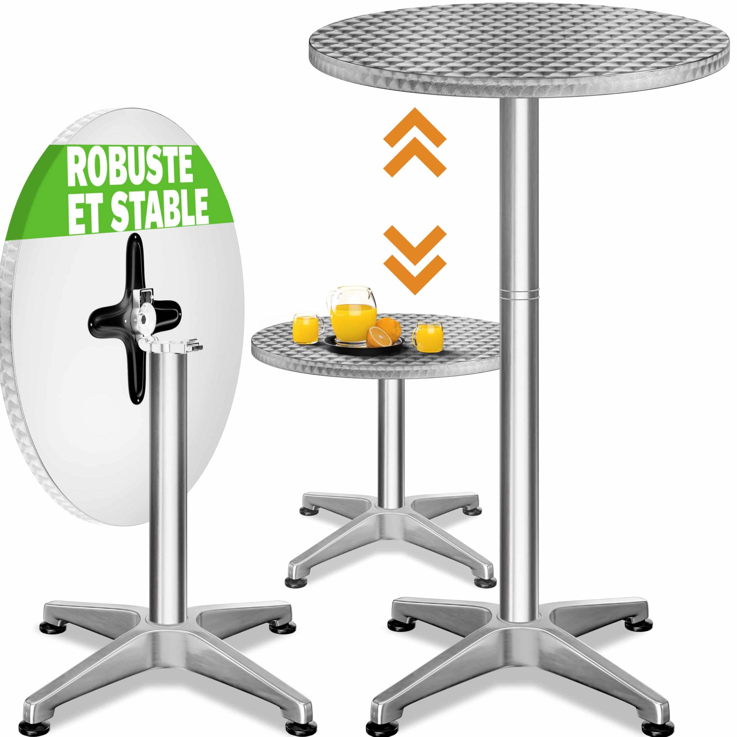 Table de bar bistrot pliable Casaria en aluminium ronde 60 cm réglable