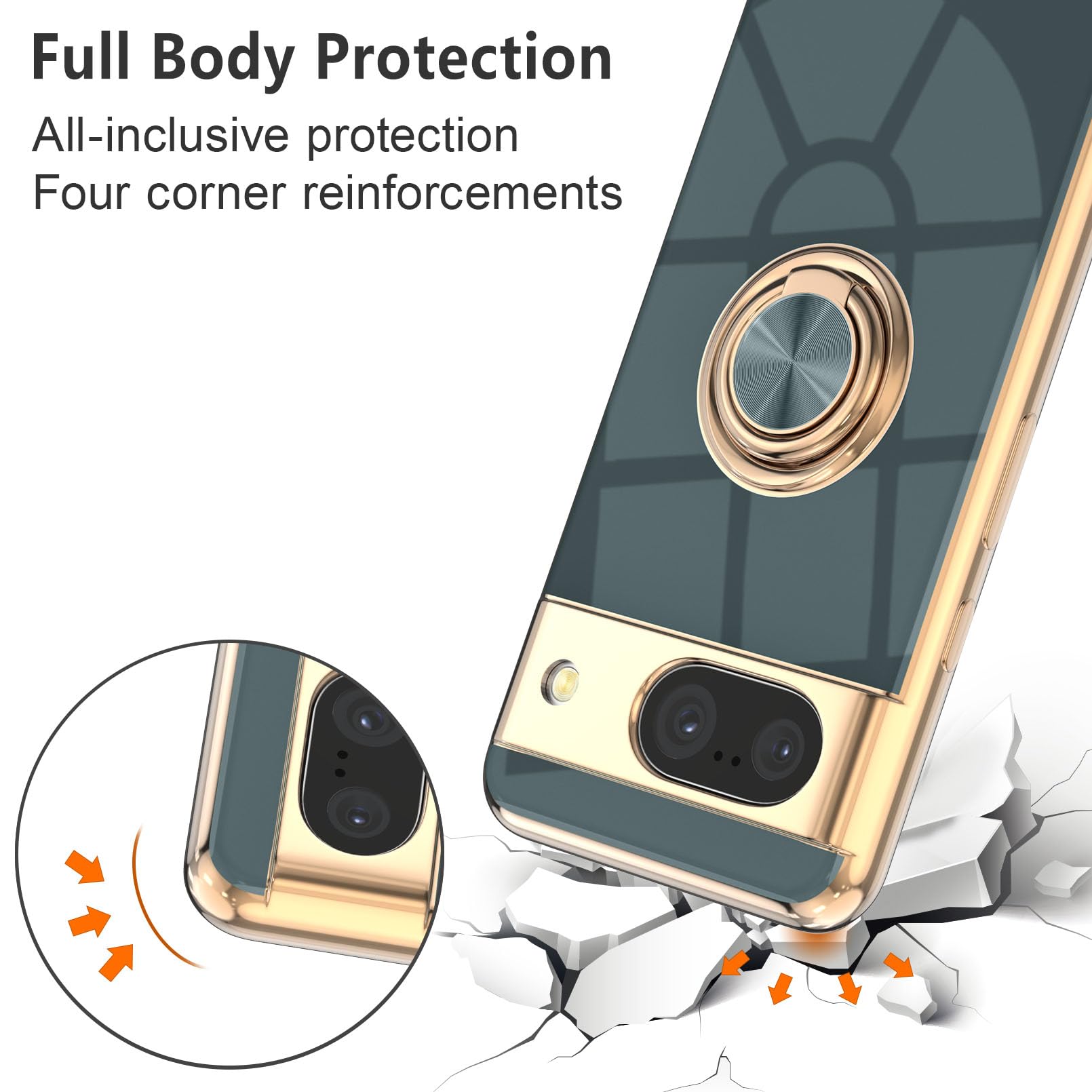 EYZUTAK Electroplated Magnetic Ring Holder Case for Google Pixel 8a - Image 2