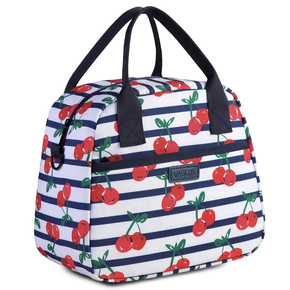 VASCHY Lunch Bags for Women,Vashcy Insulated Lunch Box Tote for Teen Girls Reusable Cooler Bag with Removable Shoulder Strap for Work School (Cherry)