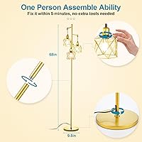 Vista 5 de Lightdot HOM-Gold - Lámpara de pie regulable de 68 pulgadas para sala de estar, lámparas de pie industriales de árbol de 3 luces con bombillas LED